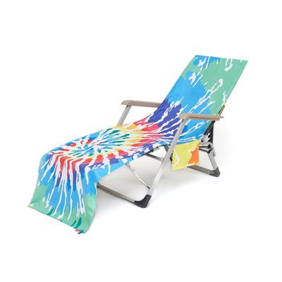 China Simple Summer Sidekick Lounge Beach Towels Chair Cover With Pockets for sale