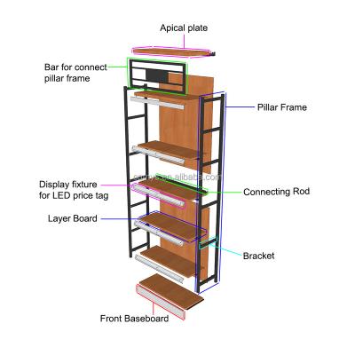 China MYS Single Sided Customized Wine Shop Interior Design Wooden Wine Storage Shelves Factory Customized Kiosk Rack For Wine Liquor for sale