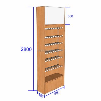 China MYS Single Sided Wooden Grocery Rod Shelf Fruit And Vegetable Hanging Display Racks With Sign Frame Storage Box Drawer 950x350xH2800mm for sale