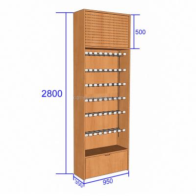 China MYS Single Sided Wooden Pegboard Rod Fruit And Vegetable Food Hanging Display Rack With Storage Box Drawer For Grocery Store 950x350xH2800mm for sale