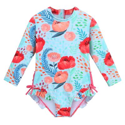 China Breathable Girls Long Sleeve Zipper Rash Guard 1 Piece UPF 50+ Sun Protection for sale