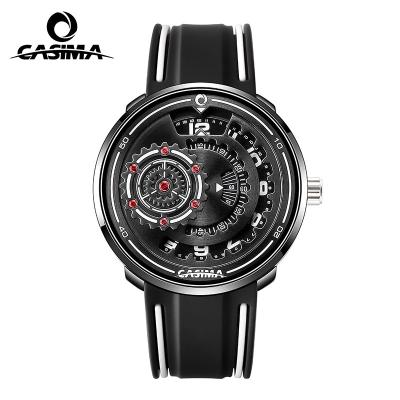 China Cool Water Resistant CASIMA Fashion Watch Men Watch Fashionable Silicone Band Black PVD Quartz Watch Waterproof Big Men Watch for sale