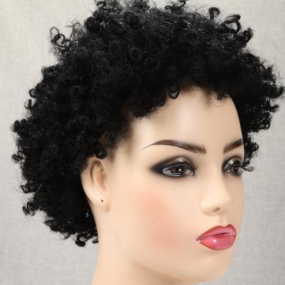 China Afro Kinky Curly Wig Natural Short Kinky Curly Wig Water Wave Glueless Short Curly Wigs for sale