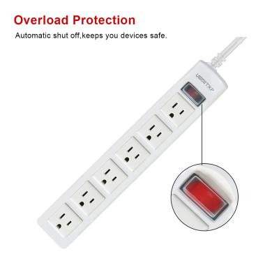 China Waterproof US Power Strip Extender Surge Protector Power Strips Waterproof Plug 6 Outlets for sale