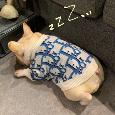 China Hot Designer Viable Style French Bulldog Puppy Apparel Winter Cotton Sweater Dog Pet Clothes Sustainable Luxury for sale