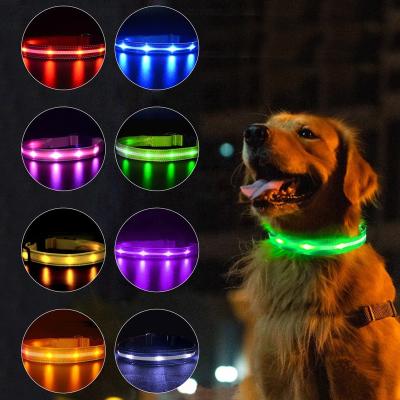 China LED Lights Lights Dog Pets Collars Polyester Adjustable Glow In The Night Dog Cat Puppy Safe Luminous Flashing Collar Pet Supplies for sale