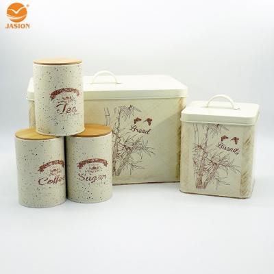 China Freshness Preservation Powder Coated Antirust Vintage Kitchen Metal Bamboo Wooden Bread Storage Barrel for sale