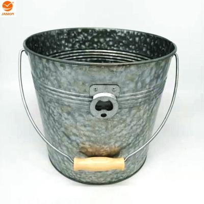 China Viable Promotional Vintage Round Party Ice Bucket Galvanized Cool Metal Beer Ice Bucket for sale