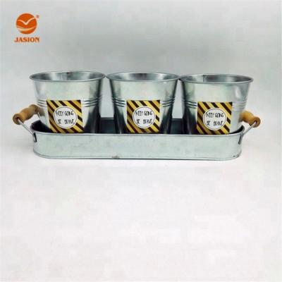 China 3 CLASSIC Galvanized Metal Garden Planter Set TU0122 for sale