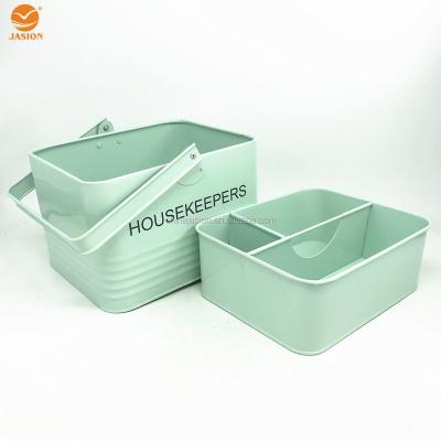 China Viable Removable Top Row Vintage Styled Metal Housekeeper Tray Cleaning Cart Storage Set for sale