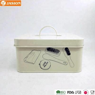 China LU0045 SUSTAINABLE powder coated steel metal stowable shoes shine tools storage box for sale