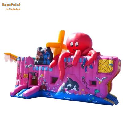 China Outdoor Inflatable Octopus Pirate Ship Combo Jumping Bounce With Obstacle Course For Kids for sale