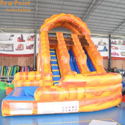 China 2020 Guangzhou Plato 0.55mm PVC Tarpaulin Popular Ice and Fire Giant Curve Inflatable Water Slide Adult For Sale for sale