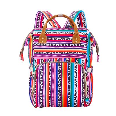 China Free Shipping Waterproof Maternity Bags Anti-theft Cow Print Nappy Diaper Bag Baby Backpack Serape Animal Mama Stripes Large For Women for sale