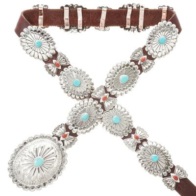 China Clothing Accessories Personalized Blue Turquoise Stone Western Style Link Vintage Jewelry Belt Chain Accessories For Women for sale