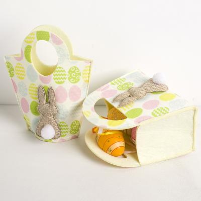 China Funny Candy Hunt Gift Decoration Storage Bucket Easter Egg Bunny Kids Wholesale Cotton Fabric Easter Egg Printing Basket Bag European for sale