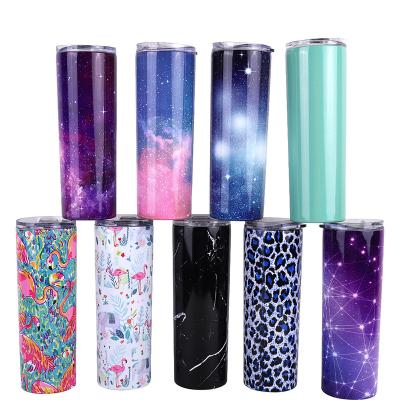 China Wholesale 20oz Disposable Sublimation Leopard Print Sports Stainless Steel Skinny Insulated Travel Coffee Tumbler Mugs Thermal Mug With Lid for sale