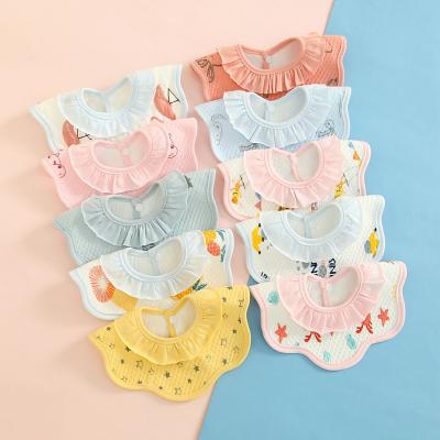 China Wholesale Baby Cotton Bib Waterproof Saliva Towel Children Washable 360 ​​Degree Rotation Waterproof Bib Newborn Saliva Towels for sale