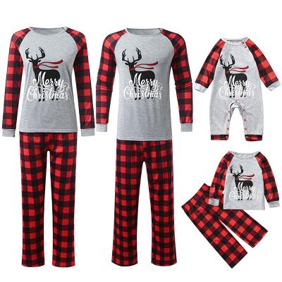 China Christmas Buffalo Plaid Family Parent-child Pajamas Breathable Clothes Set Mom Dad Home Mom Child Baby Sleepwear Matching Outfits for sale