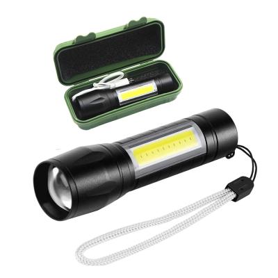 China USB Rechargeable Mini Handheld Pocket Emergency LED Tactical Flashlight with Side Light for Camping Home Emergency for sale