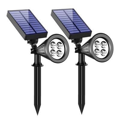 China 2-in-1 Outdoor Adjustable Dusk-to-Dawn Floodlight 4LED Solar Landscape Lights Waterproof for Garden Yard Pathway for sale