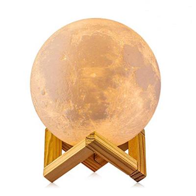 China Modern Hot Selling Dimmable Two Color Touch Control Lamp Moon Lamp Usb Rechargeable Amazon Lunar Led Night Light With Stand For Baby Bedrooms for sale