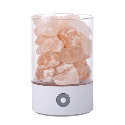 China Modern Himalayan Pink Salt Glass Desk Table Lamp with USB Cable for Bedside Home Bathroom Decorative Light Night Lighting for sale