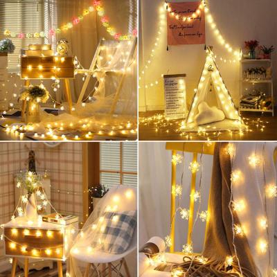 China Modern Christmas Decoration Snowflake Moon Glitter Elk Maple Leaf Shaped String Decor Holiday Diwali Fairy Light 20 Waterproof for sale