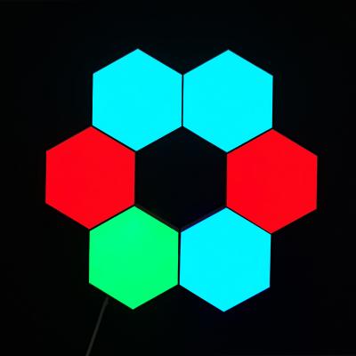 China Led Hexagon Night Light Modern Hexagon Touch Modular Creative Assembly RGB Wifi Wall Lamp Diy Quantum Lamp Geometry for sale