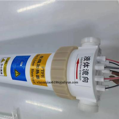 China 10kW PTFE Housing Calentador químico en línea de tres fases Calentador eléctrico industrial en línea en venta