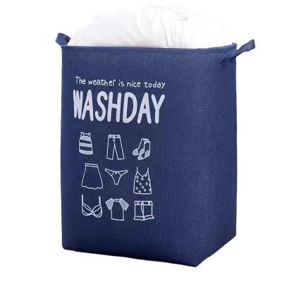 China Sustainable Cotton Laundry Kids Storage Canvas Clothes Bags and Baskets for Toys Clothes Large Foldable Storage Bins for sale