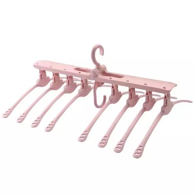 China Wholesale Viable Space Saving Multifunctional Folding Magic Adjustable Clothes Rack Folding Plastic Hanger for sale