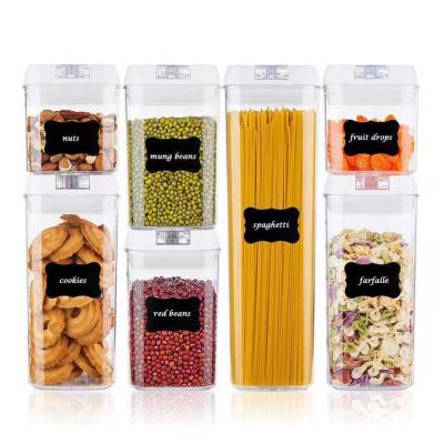 China Sustainable High Quality Plastic Food Container Jar With Airtight Lid 7pc Food Storage Container Set For Rice Bean Noodle Flour for sale