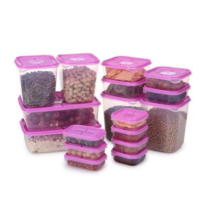 China Sustainable Food Container Microwave Hot Selling Wholesale Size 17 Pieces Storage Sealed Crisper Set for sale