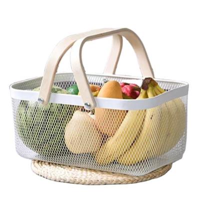 China Sustainable Portable Iron Hand Fruit and Vegetable Storage Basket for sale