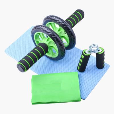 China PVC 4pcs Large Ab Exerciser Kit Muscle Wheel Roller With Knee Mat, Perks Bands Hand Gripper for sale