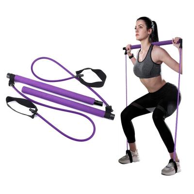 China Factory Direct Sale LUCKBARD Legs Pilates Bar Portable Exercise Slim Adjustable Yoga Bar With Fitness Resistance Bands Pilates Rods for sale