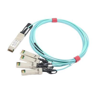 China Compatible FTTx 100G QSFP+ Data Center 100G QSFP28-4xSFP28 AOC Fiber Optic Cable To 4*25G SFP28 Active Breakout Fiber Optic Cable for sale