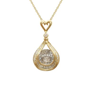 China FASHIONABLE Luxury Solid Heart Water Drop Real Gold Diamond 18K Dancing Necklace 18K Gold Jewelry Pendant Necklace Jewelry for sale