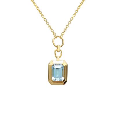 China FASHION Real Sapphire Pendant Necklaces Au750 18k Gold Jewelry 18k Yellow Gold Women Necklace Fine Real Wholesale for sale