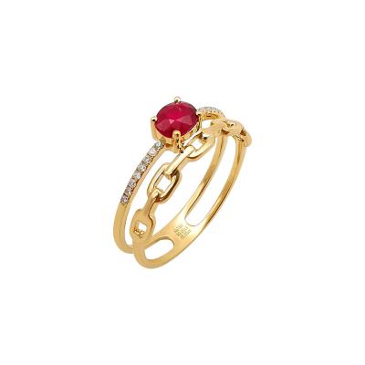 China FASHIONABLE Yellow Gold Ring Ruby Diamond Ring Fine Jewelry Fashion 18k Hot Selling 18k Solid Gold Ring Wholesale for sale