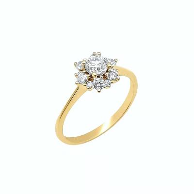 China FASHIONABLE Luxury Ring Flower Genuine 18K Real Gold Diamond Ring Jewelry for sale