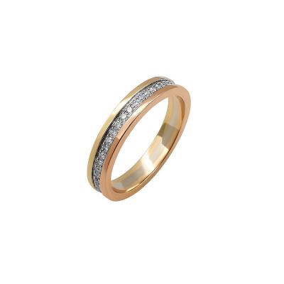 China FASHIONABLE Diamonds 14K Unique Natural Solid Gold Wedding Ring 3 Tones Eternal Band Ring Jewelry for sale