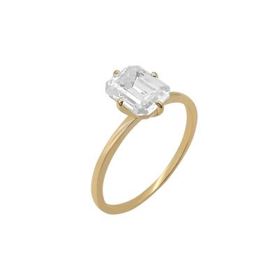 China TRENDY Pure Yellow Wedding Ring Jewelry Solid Gold Ring 14K Emerald Cut Marquise Moissanite Diamond 14k Real Gold for sale