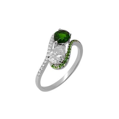 China FASHIONABLE New Arrival 14k Real Gold Ring Natural Green Gemstone Moissanite Ring 14K Solid Gold Diopside Wedding Ring for sale