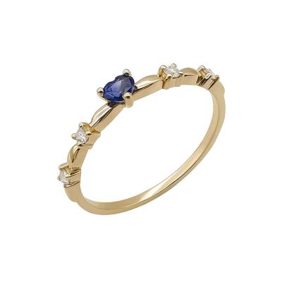 China FASHIONABLE Luxury Tasty Heart Sapphire Ring Genuine 14K Solid Gold Diamonds Ring Jewelry for sale