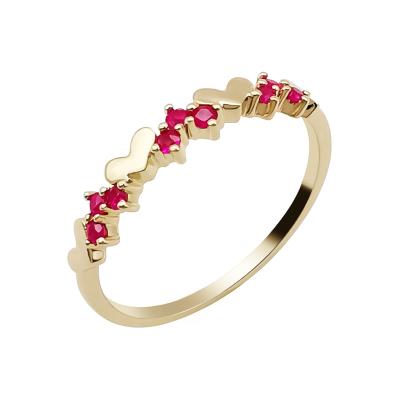 China Ruby Heart Ring 14k Ethnic Tasty Natural Solid Gold Fine Jewelry Rings for sale