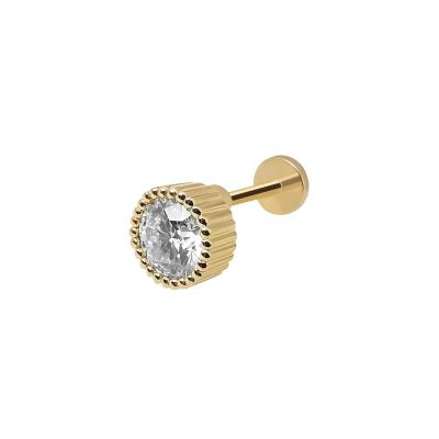 China TRENDY Classic Round Shaped Moissanite Diamonds Earring Stud 14K Solid Gold Jewelry for sale