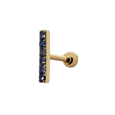 China Fashion Trendy Back Screw Studs Real Natural Sapphire 14K Gold Stud Earrings for sale