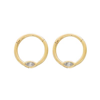 China High Quality Fashion Jewelry 14k Yellow Gold Zircon Circle Earrings AU585 Cute Solid Pure Gold Earring Fine Jewelry for sale